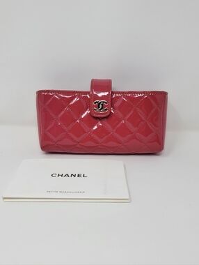 CHANEL Quilted Patent Leather Pouch